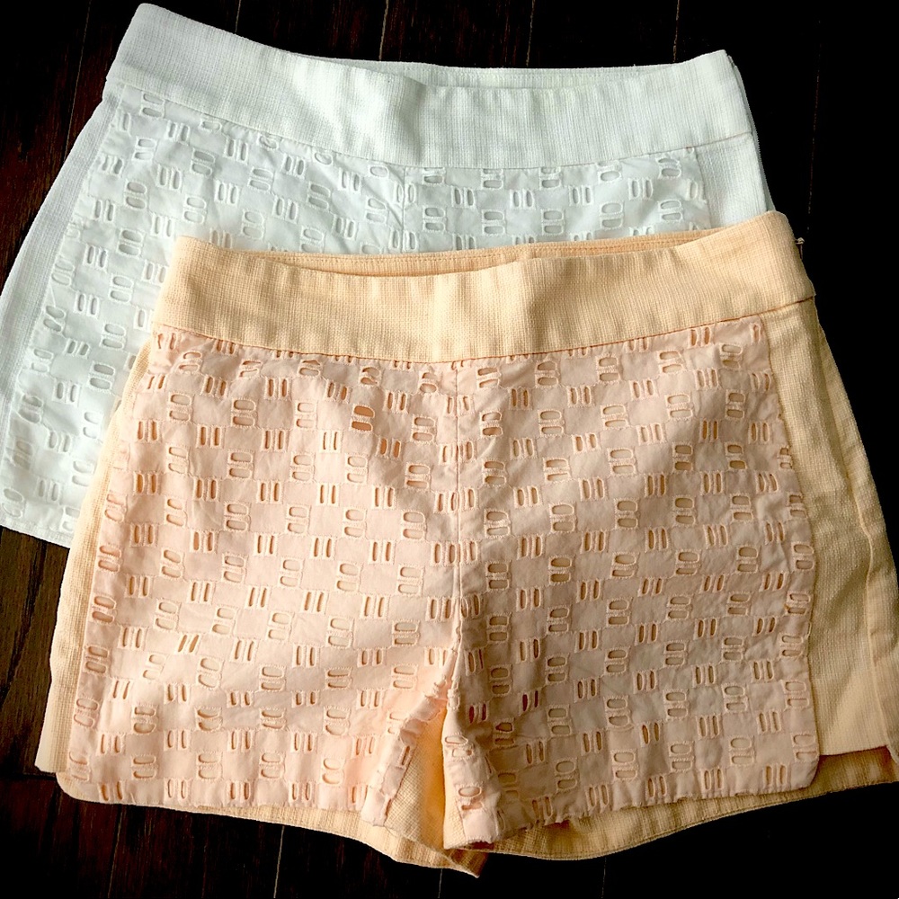 J.Crew Factory Eyelet and Basket Weave Shorts Peach 00